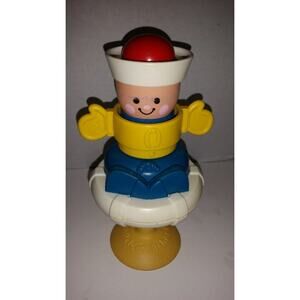 Vintage 1984 Fisher Price Squeak & Peek Sailor #415 Suction Cup Rattle Baby Toy